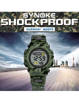 SYNOKE Sports Camo Green Military Kids Digital Watch
